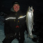 First steelhead for Scott on his first time steelhead fishing!  Landed 7 and lost several more in 6 hours of fishing!