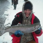 First steelhead for Kyle on his first time steelhead fishing!