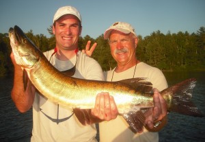 Fish 2 of 5 Clients John and Matt boated 5 muskies their first time musky fishing!  Half day trip Late June 2013