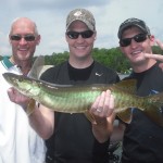 Andy with his first musky ever and the 2nd in the boat for the day following his dad's.  Great day on the water!  Late June 2013