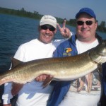 Client Larry with a nice 42" fatty (his personal best) . The duo landed 2 of 12 hooked fish and raised 10 more on a full day trip in early July 2013