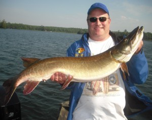 Client Larry with a nice 42" fatty (his personal best) . The duo landed 2 of 12 hooked fish and raised 10 more on a full day trip in early July 2013