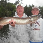 Cold front-shmold front! A nice double for father son clients Dale and Mike! Hooked 5 and landed 2 (35 and 40.25) and also a bonus pike around 34. July 2013