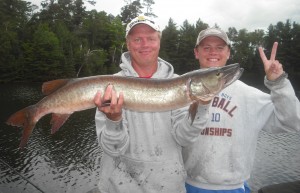 Cold front-shmold front! A nice double for father son clients Dale and Mike! Hooked 5 and landed 2 (35 and 40.25) and also a bonus pike around 34. July 2013