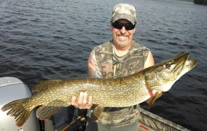 A huge northern WI Pike for Dave on a half day trip!  Late June 2014.