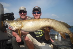 A huge northern WI Pike for Dave on a half day trip!  Late June 2014.