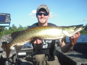 (Fish 1 of 3) A nice triple into the mid 40s on a scouting mission after a walleye trip. Early July 2014.