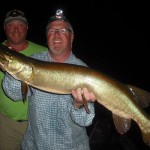 Steve with a nice musky that helped him cross catching a topwater musky after dark off his bucket list! August 2014